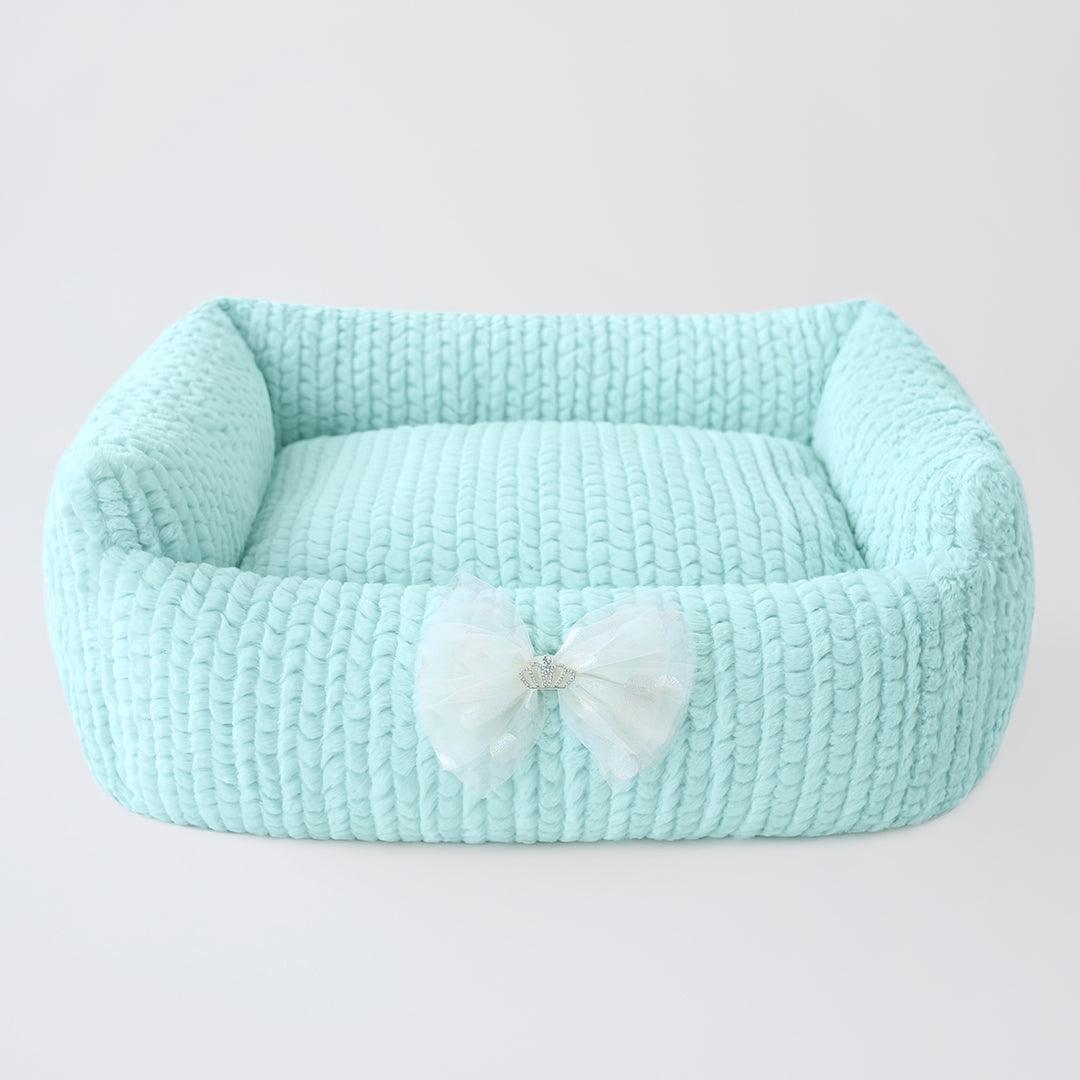 Easy to wash luxurious, soft-cuddle Dolce dog bed Ice Blue - Pooch La La
