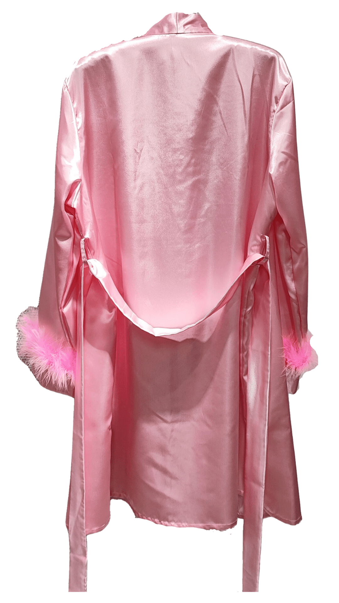 Pink Matching Custom Satin Robes for Dog Owners with Fur Trims - Pooch La La