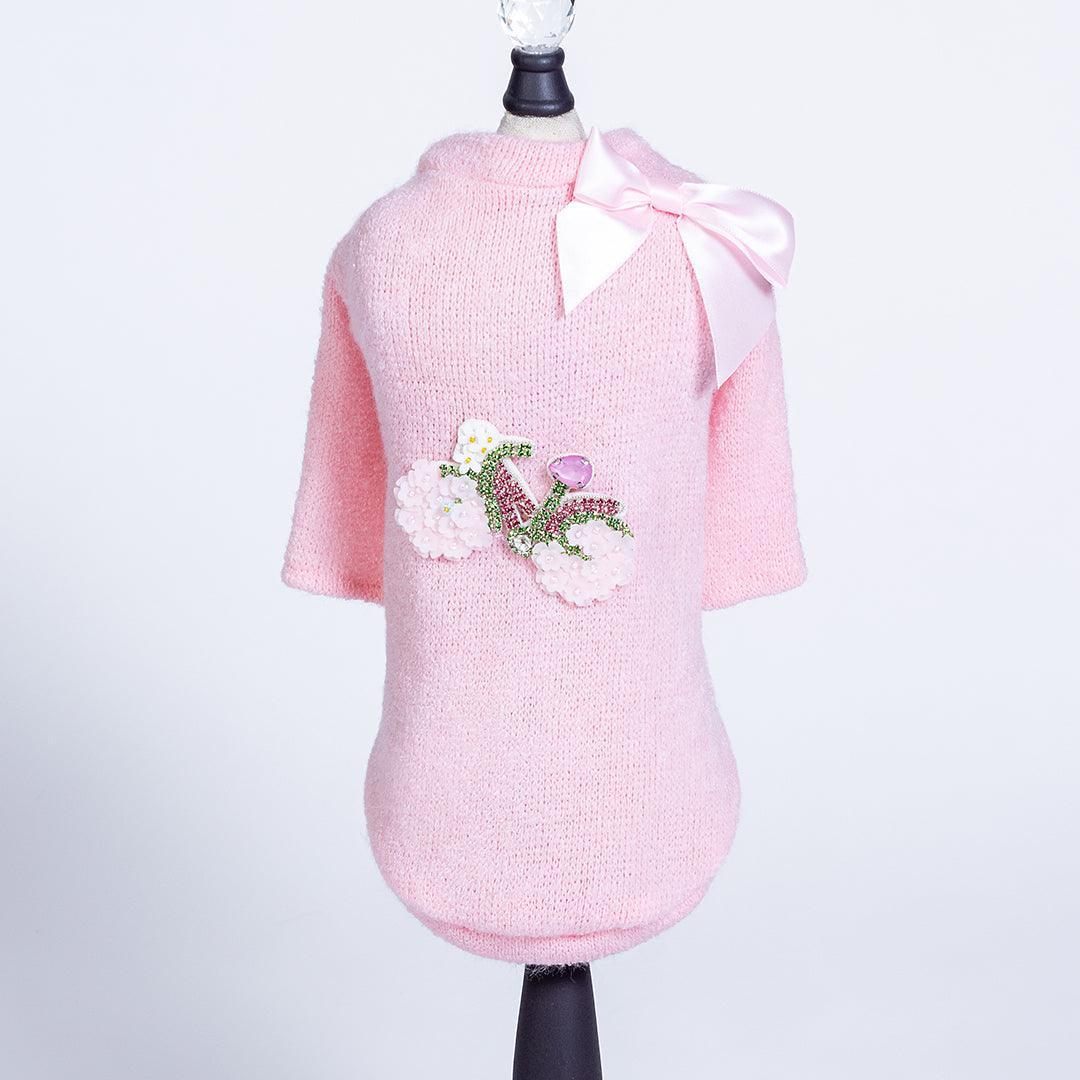 Soft Pink Bicycle Dog Sweater - Pooch La La