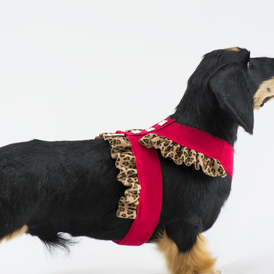 Red Cheetah Couture Pinafore Tinkie Harness - Pooch La La